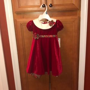 Bonnie Baby Red Velvet Dress Size 24 months